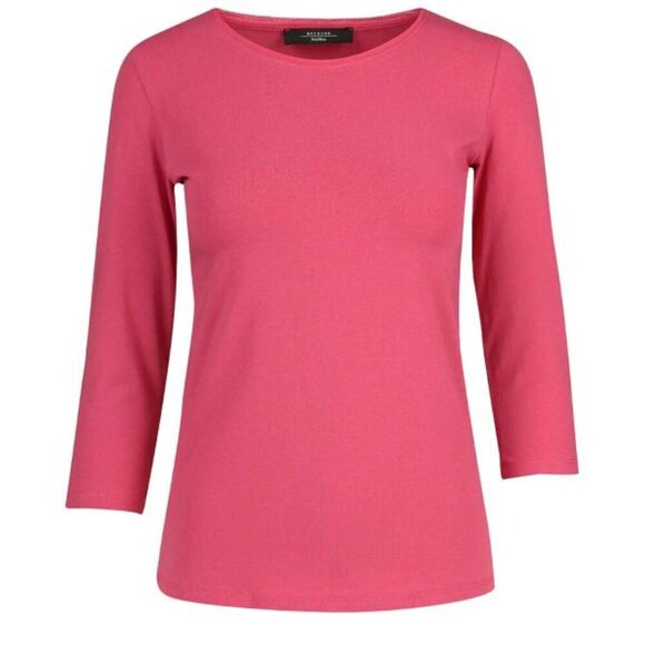Weekend Max Mara Tops - Weekend Max Mara Cotton Boatneck Long Sleeve Shirt Pink Large